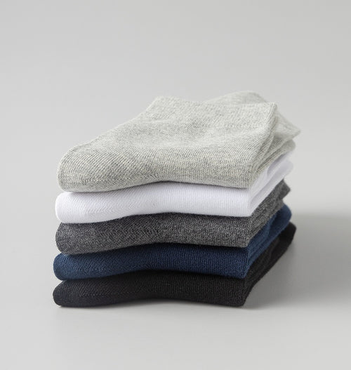 Breathable Mid-Calf Large Size 5 Pairs Solid Color Business Cotton Socks All-Season Long Socks